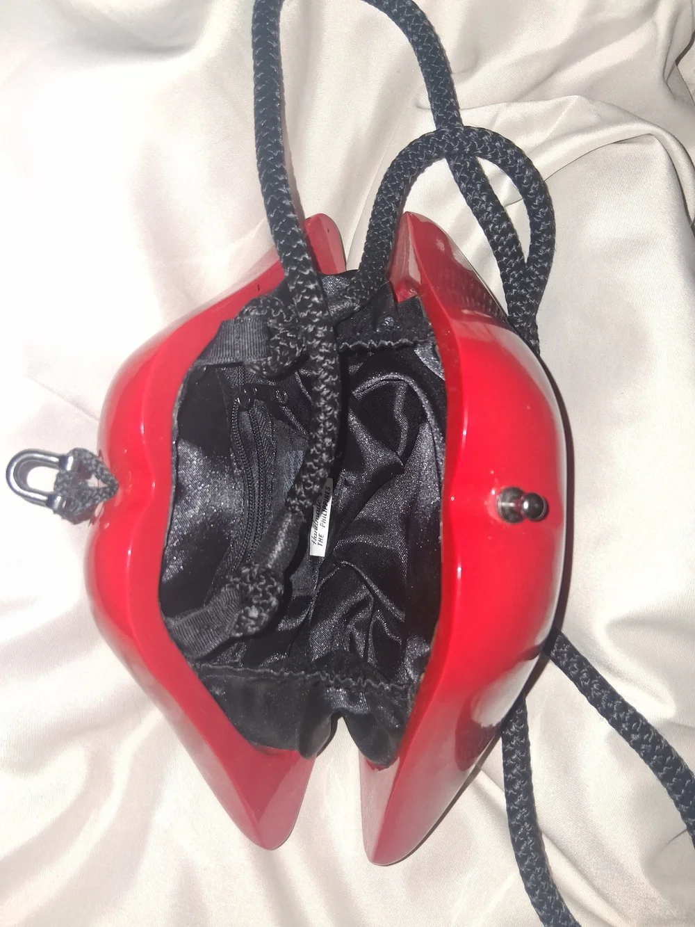 Timmy Woods Beverly Hills Vintage Red Lips Handbag: Acacia Wood Clutch